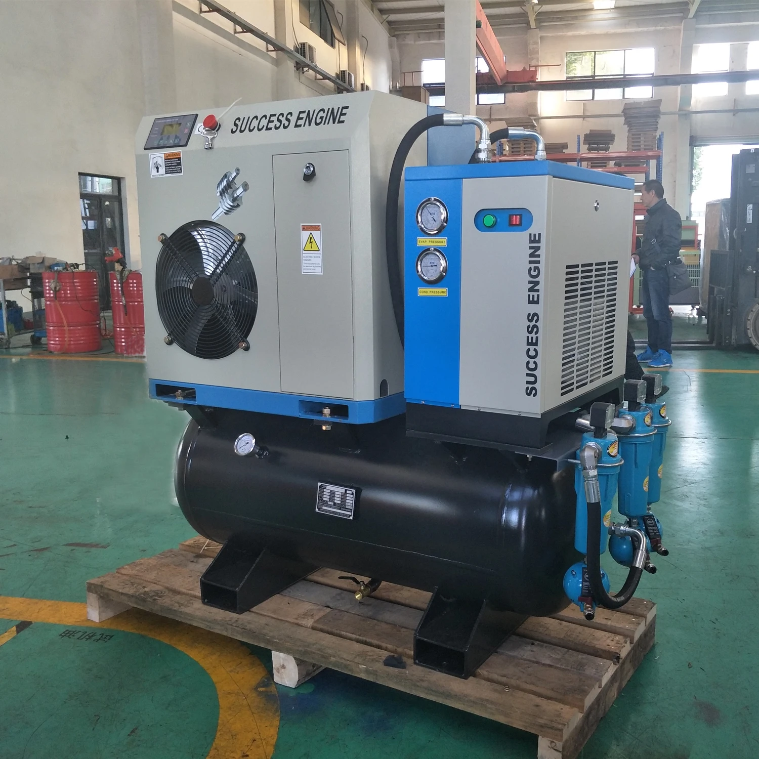 
SUCCESS ENGINE low power Integrated Package Screw Air Compressor with tank dryer and filter 11KW 15HP 7bar 