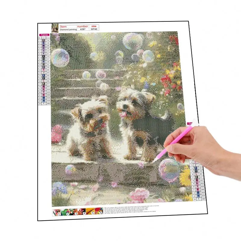5D Kits For Adults Ab Drills Dog Yorkshire Terrier Bubbles Diamond Painting Animals
