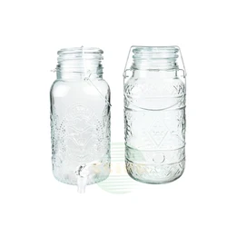 wholesale 1gallon 1.5gallon 2gallon large round Glass Mason Jar lemon Juice beverage dispenser bottle with clip wire glass  lid