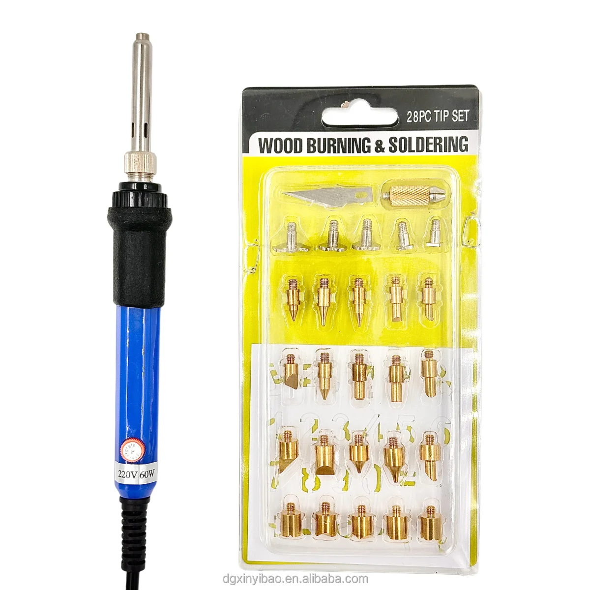 2024 New Product 60W Electric Soldering Iron 28PCS Wood Pyrography Tool Wood Burning /Engraving/Carving/Embossing Soldering Tips