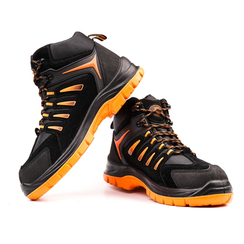 China oil and gas resistant leather rubber steel toe cap safety work boots for lobar