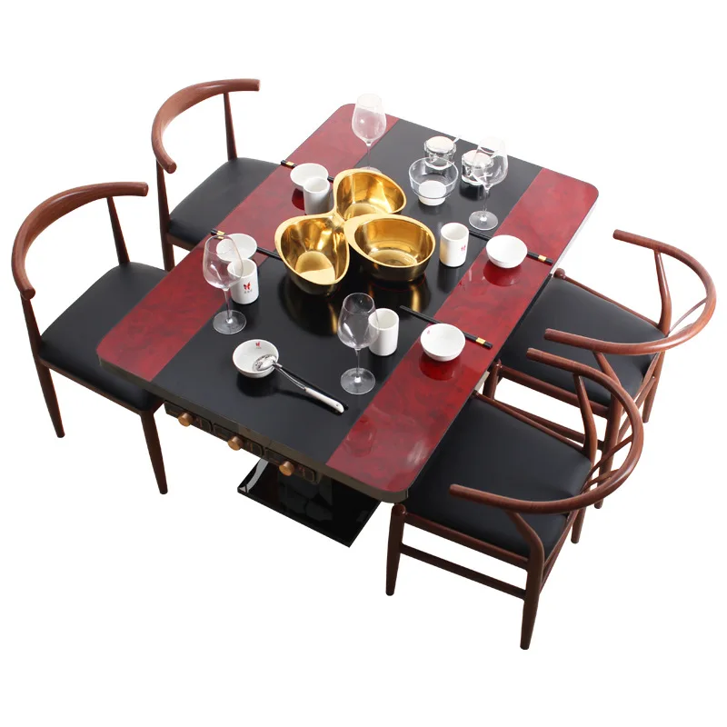 AOPA 2020 Commercial Beautiful Tempered Glass Electric Hot Pot Restaurant Tables