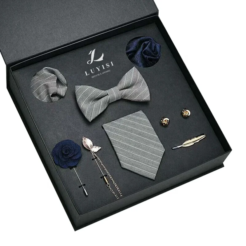 
Роскошный мужской набор из 8 шт. галстуков-бабочек и носовых платков с логотипом 
