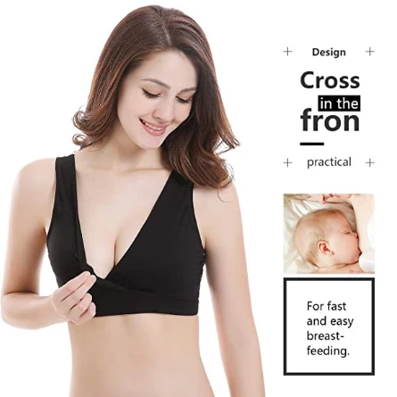 M L XL XXL Hot Selling Wholesale Cotton Crossover Breathable Maternity Pregnancy Women Breastfeeding Nursing Bra for Sleeping
