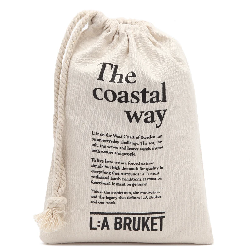 
Small size customized cotton drawstring bag with logo printing has single cotton string 