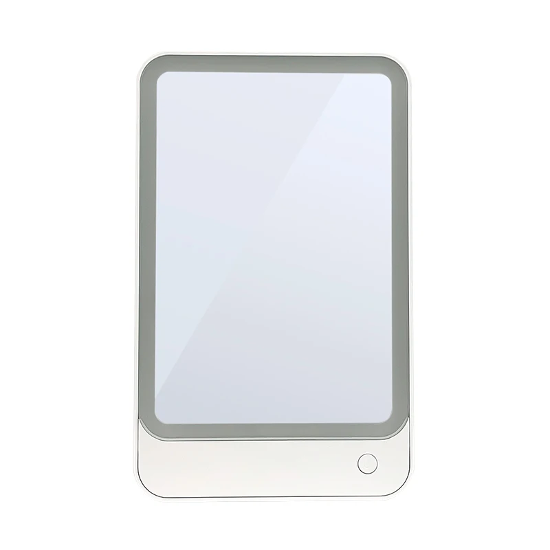 Support Adjustable Mini Mirror Square shaped LED Light Screen Touch Table Vanity Mirror with Foundation