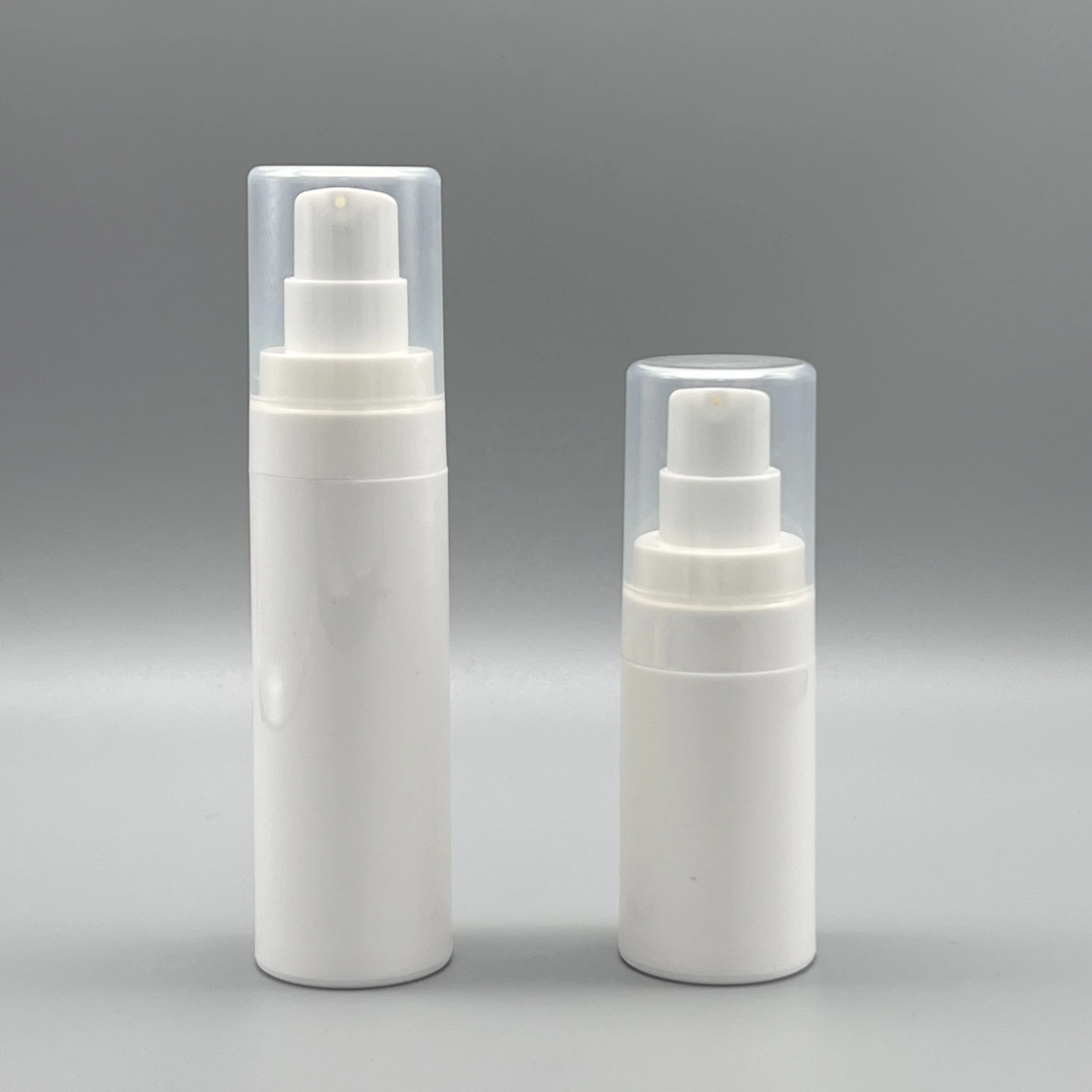 In stock Cosmetic Packaging 15ml 30ml 50ml white plastic cosmetic acrylic cream airless bottle for lotion vacuum pump