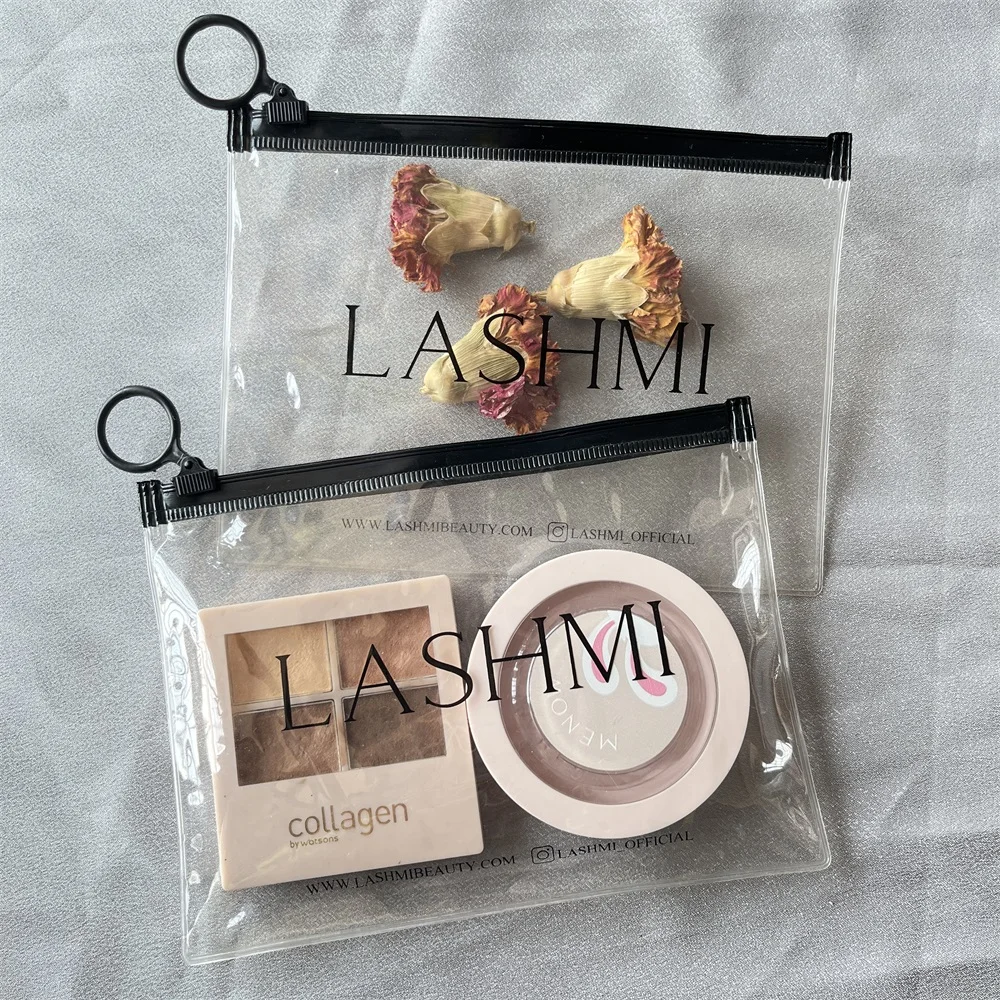 Eco-friendly Custom Logo Plastic Clear vinyl Ziplock Pouch Cheap Cosmetics Zip Lock Pvc Zipper Bag For Eye Shadow Packaging