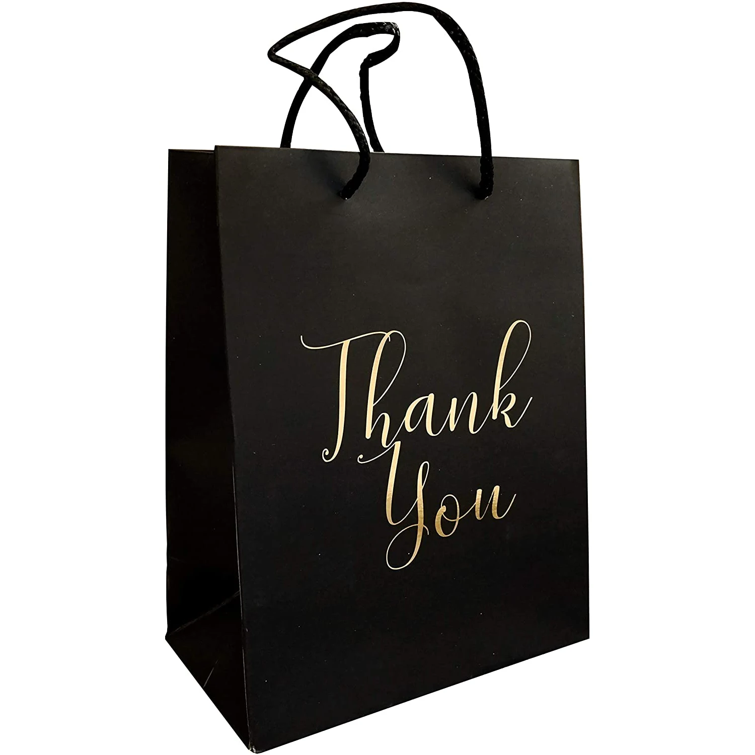 Gold Foil Printed Letters Logo Thank You Gift Bags Elegant Paper Favor Gift Bags for Birthday Party