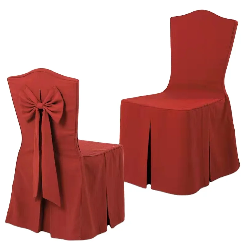 Factory Price Solid Color Satin Chair Cover With Bow For Wedding Banquet Party Dinner Hotel