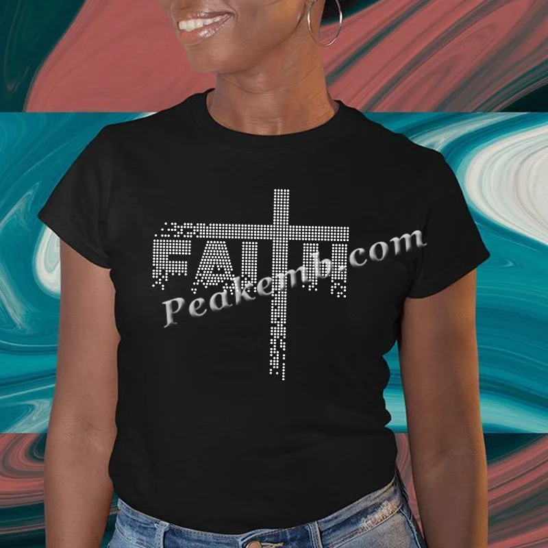 Hotfix Faith Crystal Rhinestone Trim Decoration Wholesale Hot Fix Believe Jesus Faith Rhinestones Tape For Dress