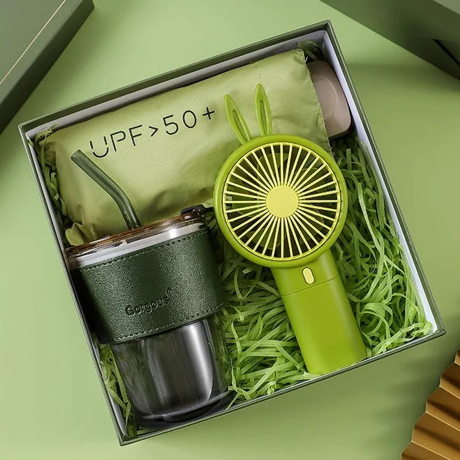 Merchandising Marketing Promotional Fan Umbrella Corporate Gift Set for Business