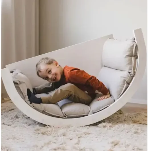 5-in-1 Kids Rocker Wooden Toys Climbing Arch Sensory Table Collapsible Storage Compartment Outdoor Bedroom Educational Learning