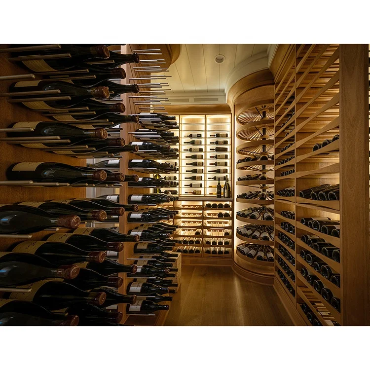 Elegant Solid Wood Wine Cellar Cabinet with LED Lighting and Advanced Cooling System Perfect for Wine Enthusiasts and Collectors