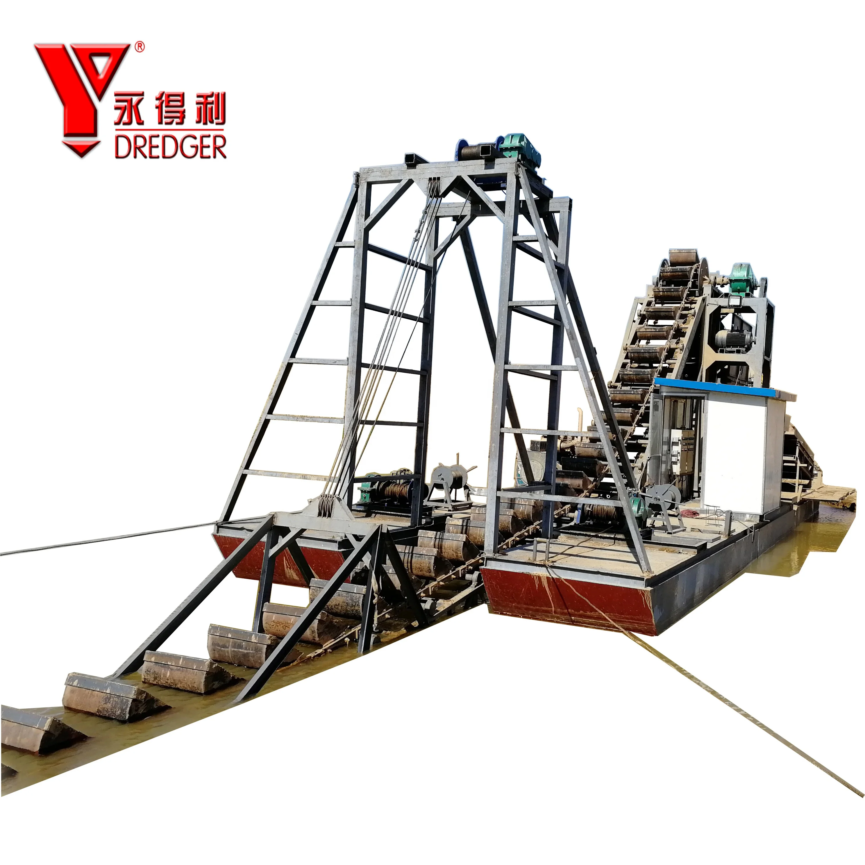 2024 Top Quality  Bucket Chain  Gold Dredger for Alluvial Sand Mining in Madagascar