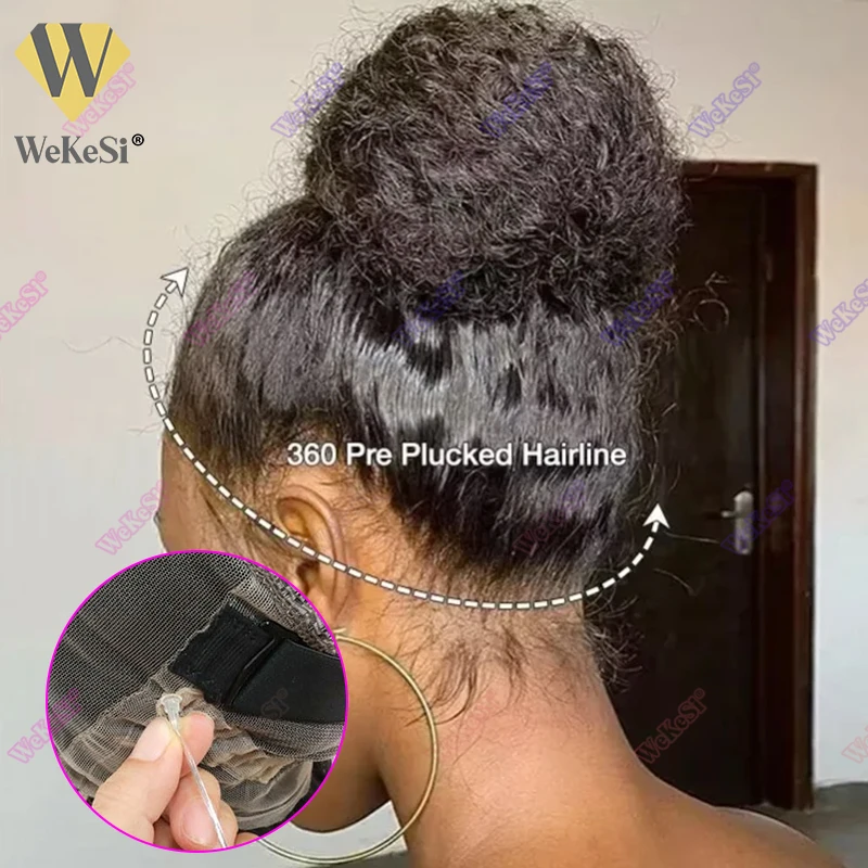 Парик из натуральных волос со скрытым ремешком, плотно прилегающий к 360, без клея, с 360