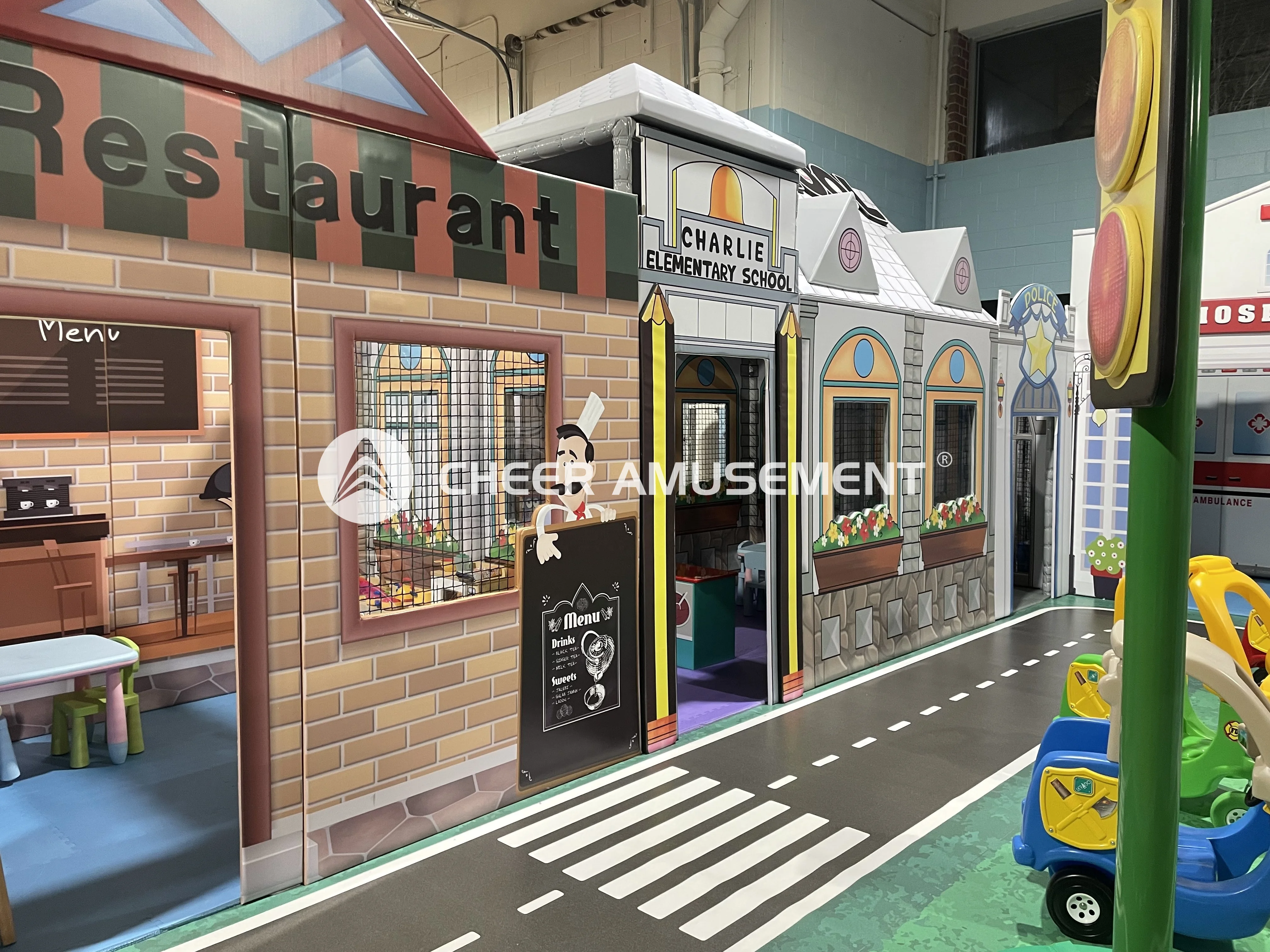 Tiny Town Game Kids Role Play Station Indoor Play House Infants Play Entertainment Center by Cheer Amusement