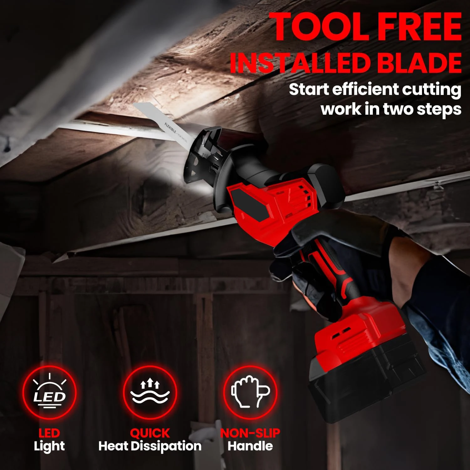 Cordless Reciprocating Saw for  Milwaukee M18  Battery, 3 Variable Speed 0-3500 Brushless Recipro Saw, Tool-free Blade Change