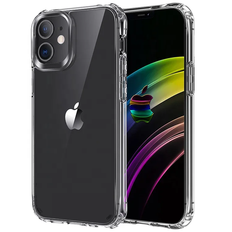 Прозрачный чехол для iPhone 12 13 акриловый бампер из ТПУ гибридный противоударный телефона Pro