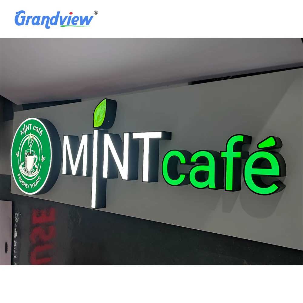 Grandview Manufacturer Custom LED Store Sign Outdoor Custom 3D Sign Logo Board LED Buchstaben for Business