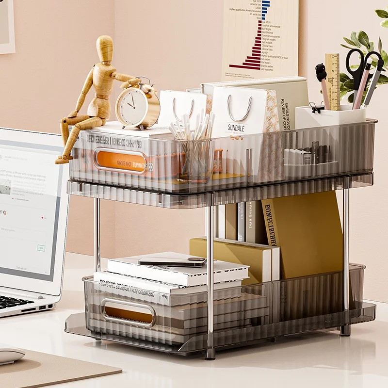 Home stainless steel white PET transparent shelf kitchen bathroom racks cabinets pull-out under sink organizers storage