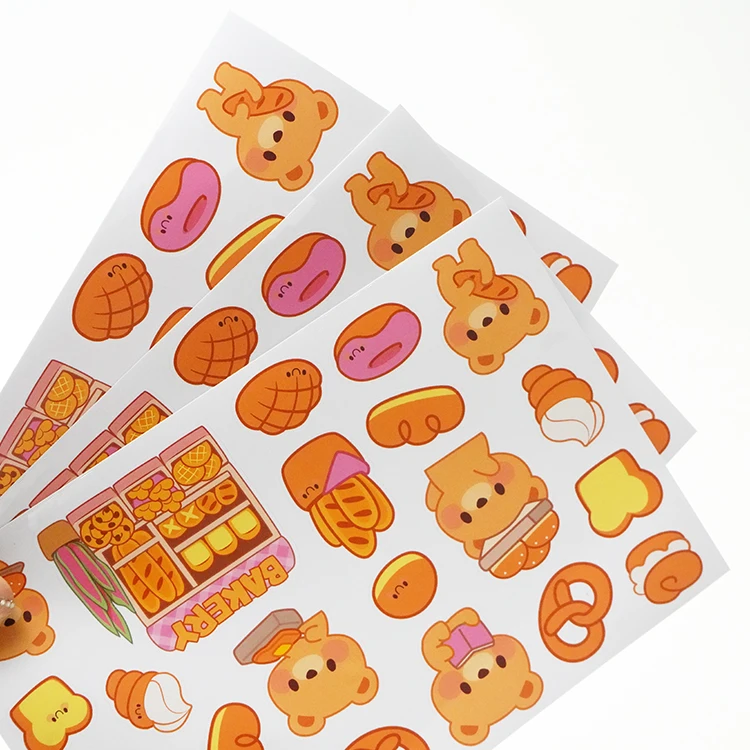 Wholesale Custom Printing Waterproof Self Adhesive Vinyl PVC Cartoon Decoration Kiss Cut Sticker Sheets