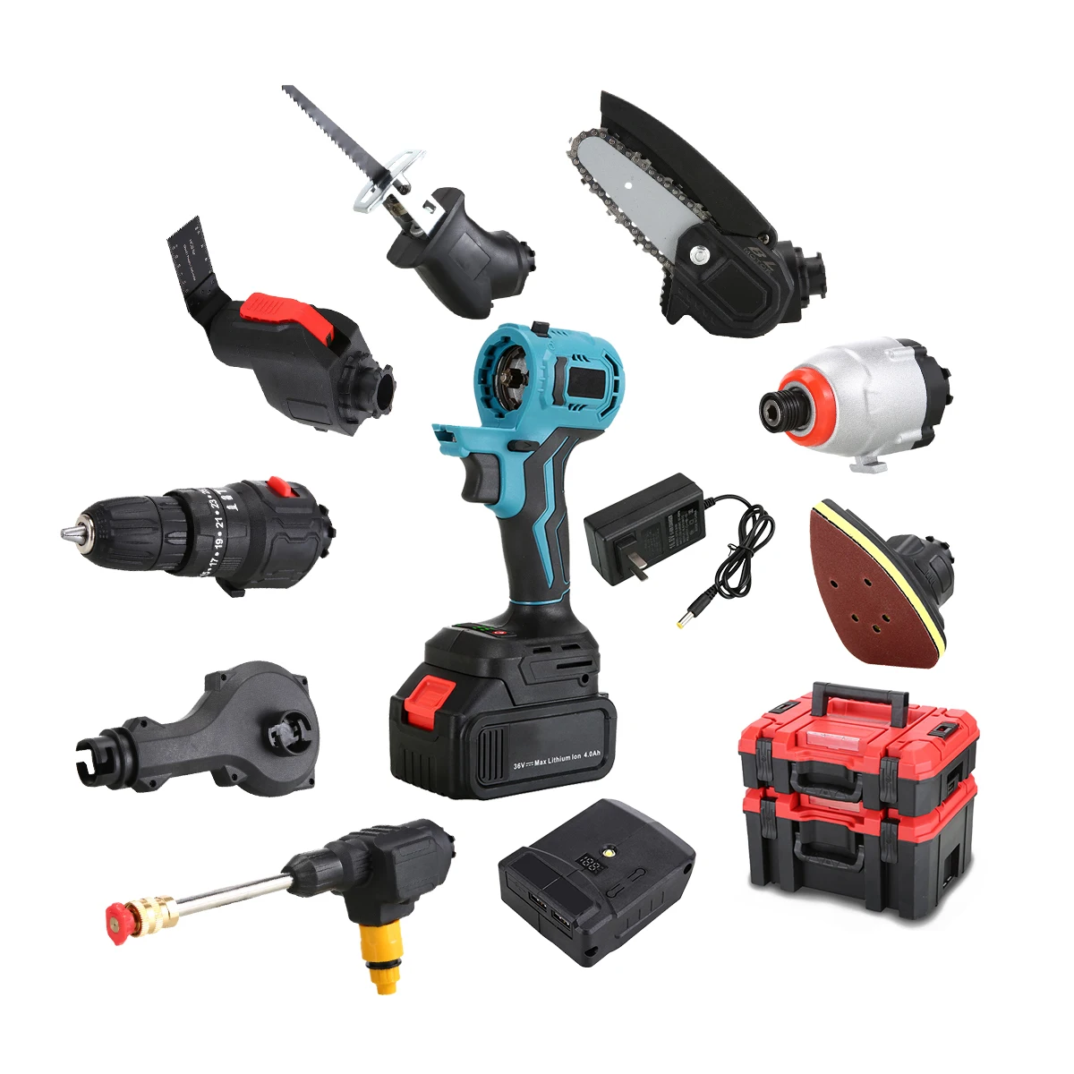 Tool Kits 10 Pcs Hand Power Tools Combo Sets Household One Fuselage with 6 Power Tool Drill Driver Hand Drill Machine