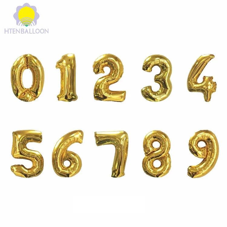 40inch Party Supplies Happy Birthday Balloons Large 0-9 Gold&silver Foil Number Balloon