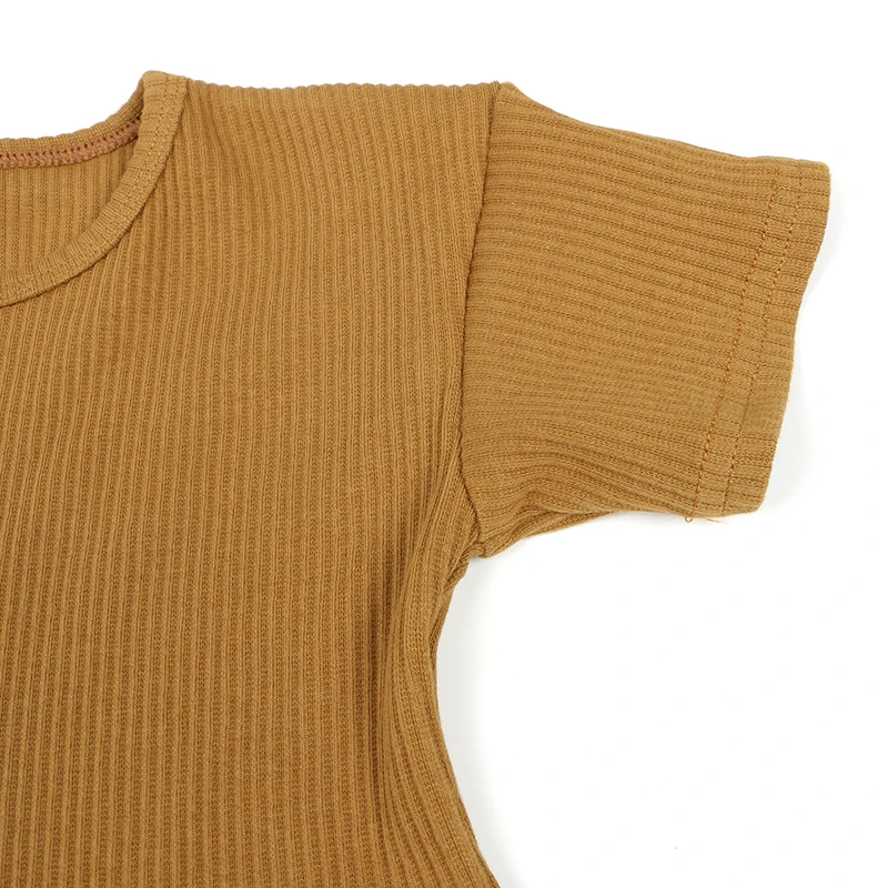 Wholesale baby clothing set Kids short sleeve top pants solid color summer wear