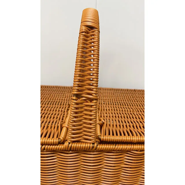 Outdoor Picnic & Shopping Portable Basket PP Rattan Woven Single Tier Fruit Cover Storage Basket Bye-Bye Basket