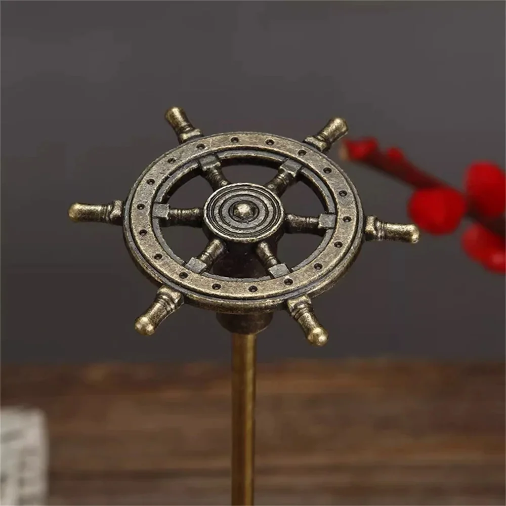 Brass Chinese Calligraphy Brush Pen Holder with 6 Needles & Ink Stone Base Desk Organizer Ink Hanger