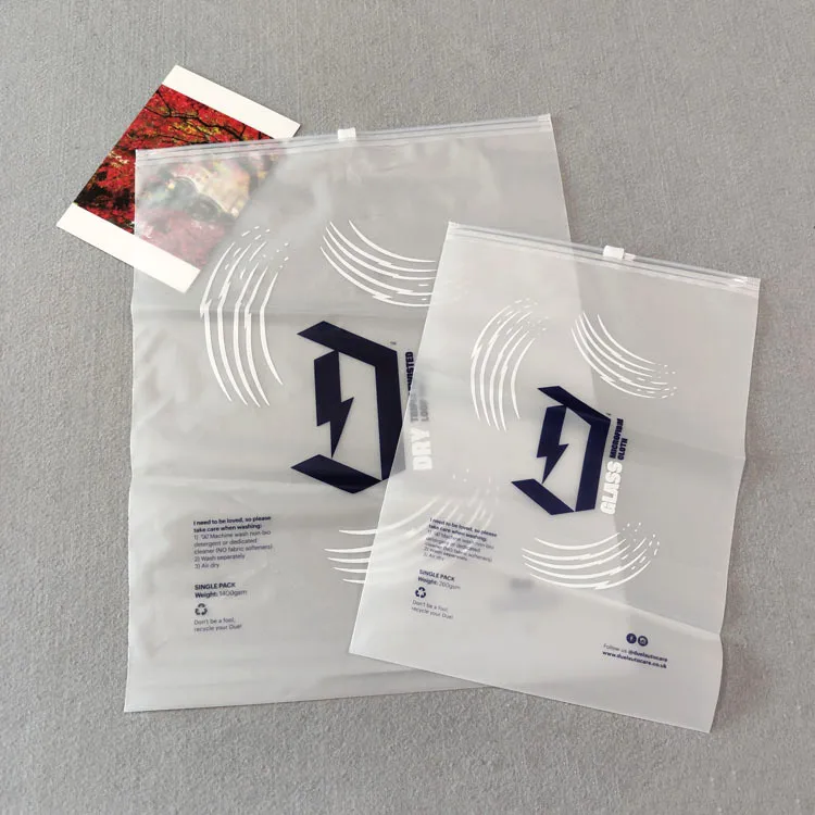 T Shirt Swimwear Zip Lock Clothing Bags With Logo,Custom Matte/Frosted Biodegradable Plastic Packaging Zipper Bags