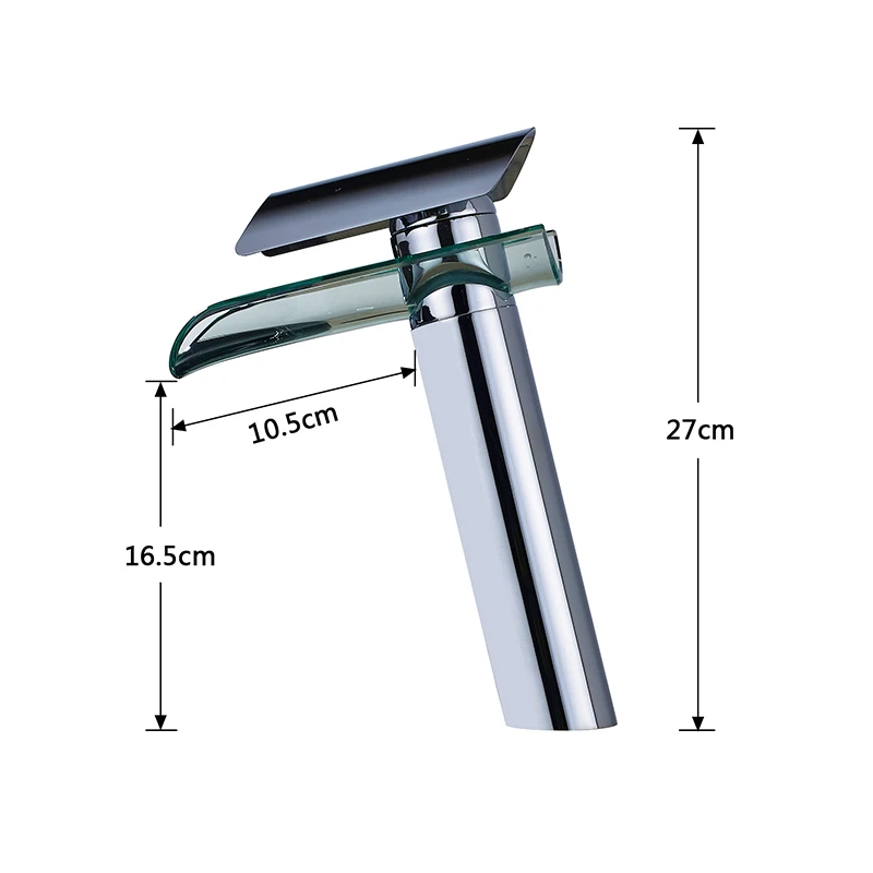 Waterfall Black Bathroom Faucet Hot Cold Mixer Crane Basin Tap Glass Design For Bathroom Sink Deck Mount
