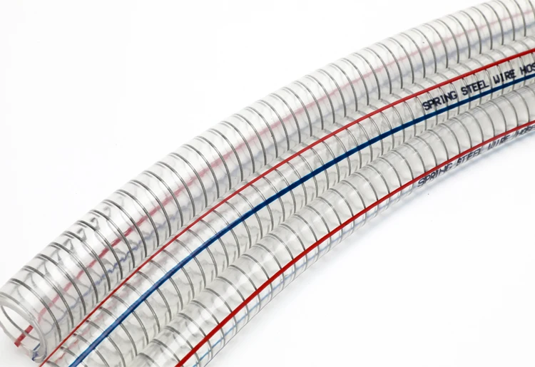 transparent PVC coated flexible wire steel hose /discharge water hose/ steel wire reinforced spring pvc hose pipe