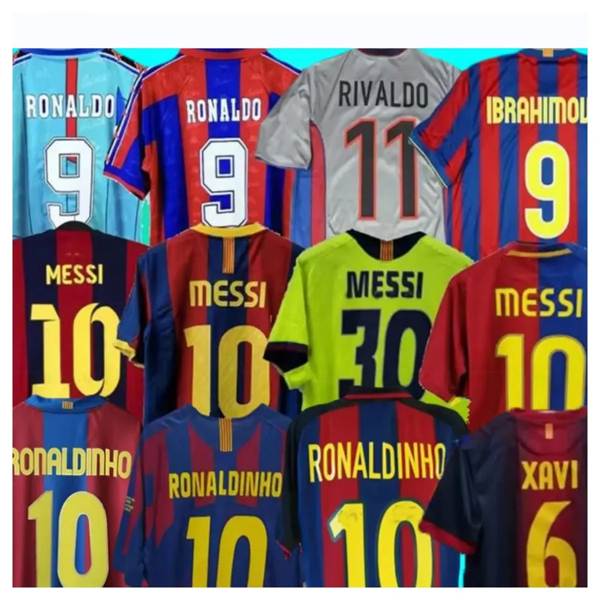 Barcelonaes Retro Soccer Jerseys MESSI XAVI RONALDINHO RIVALDO GUARDIOLA PUYOL Iniesta Finals Maillot De Foot Football