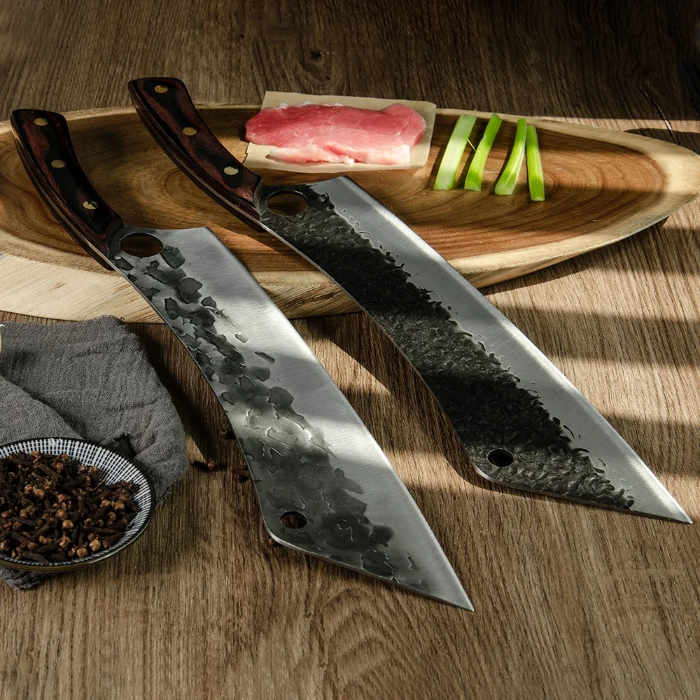 Factory Dropshipping High Carbon Steel 12.5 Inch Long Chef Knife Forged Vegetable Cooking Cleaver Cutting Slicer Meat Knife Tool