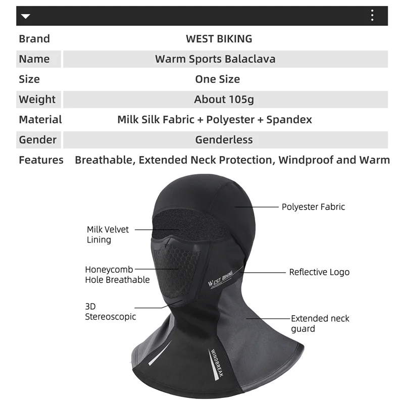 WEST BIKING Wholesale Windproof Custom Ski Mask Winter Hat Men Warm Acrylic 3 Hole Knitted Balaclava Designer Custom Ski Mask