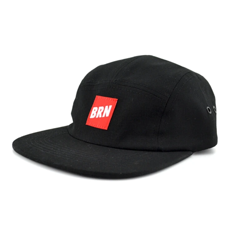 High Quality Custom Black Leisure 5 Panel  Cap