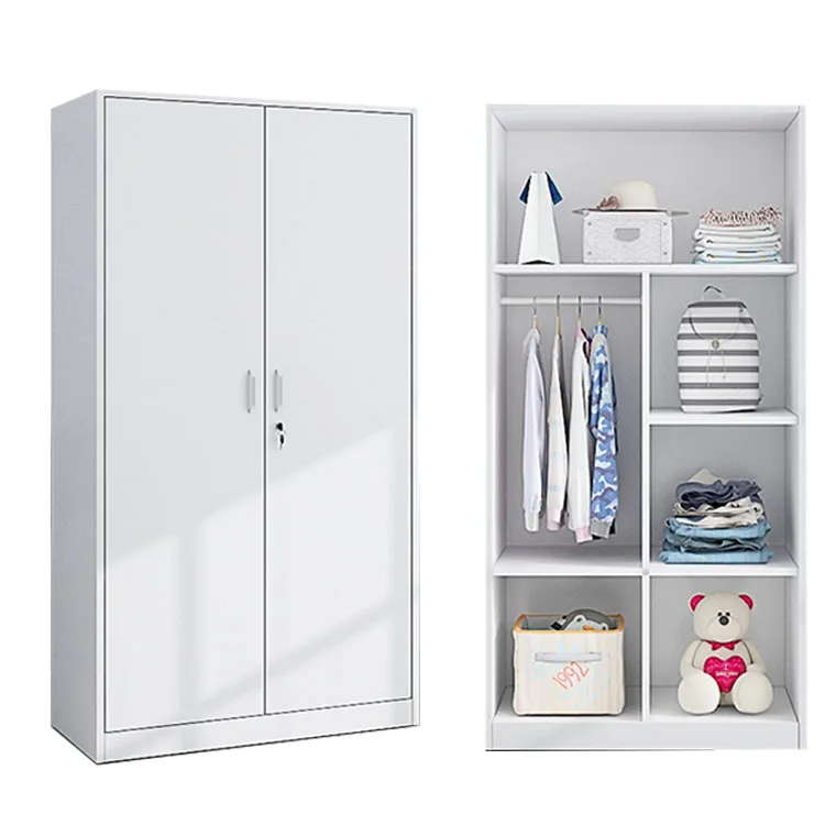 2 Door PANEL Locker Steel Metal Wardrobe Clothes Cabinet iron bedroom furniture