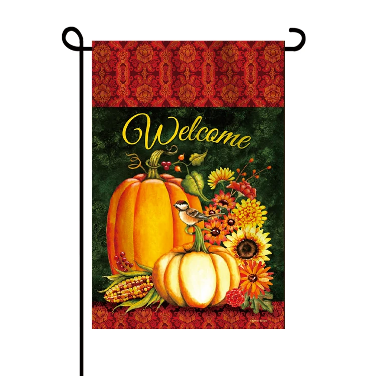 Halloween Garden Flags Double-Sided Welcome Sign Vertical Skeleton Boo Ghost Happy Halloween Decorative Shelf Flags