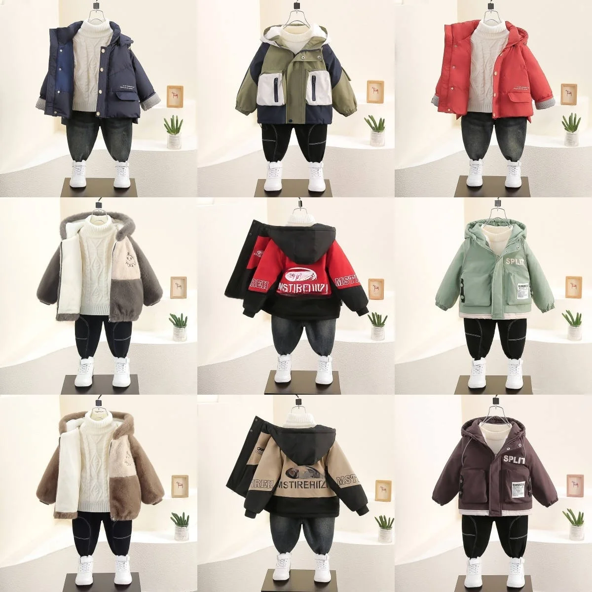 High quality stylish zipper clothes for boys hooded clothes for kids Winter jackets