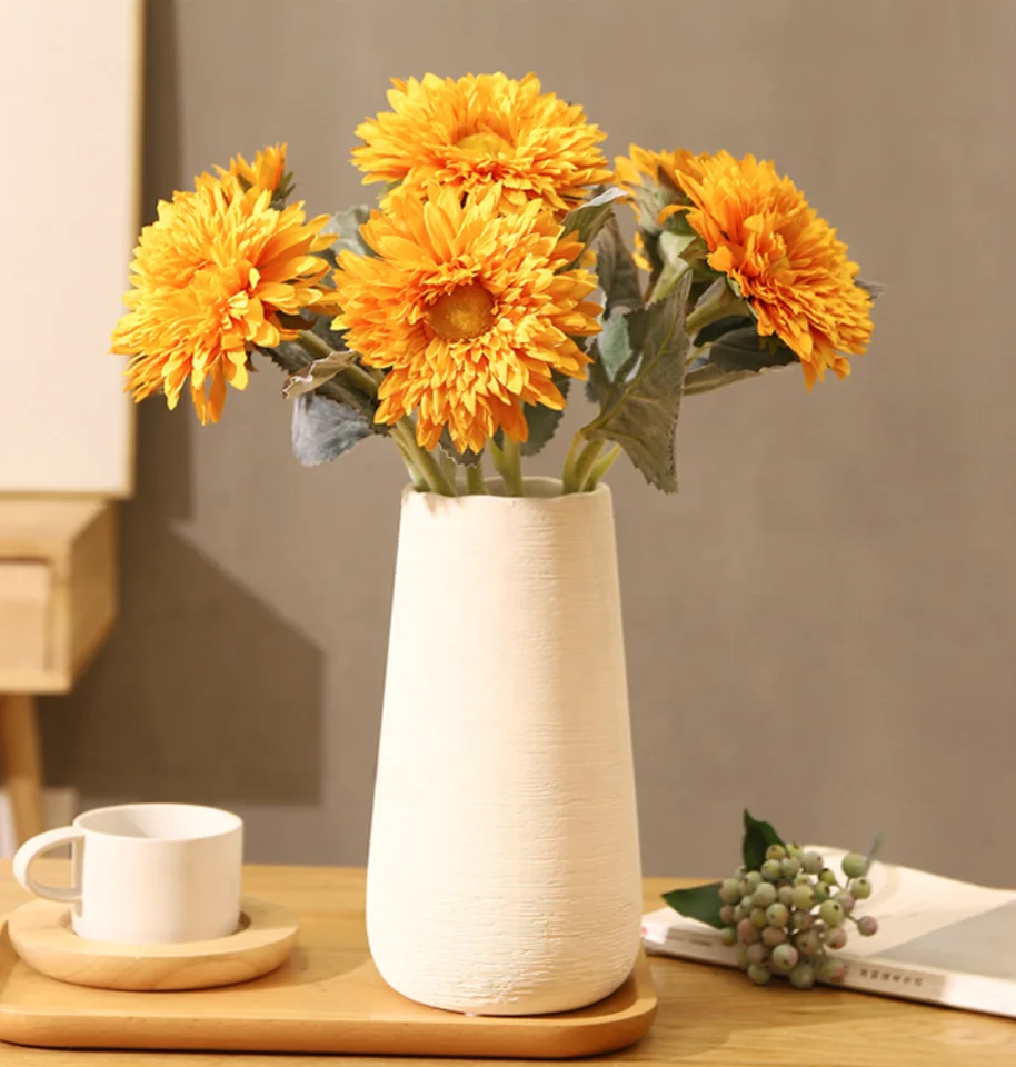 cheap modern brushed biscuit handmade ceramic vase pomegranate fruit sunflower floral Nordic home ceramic flower vase