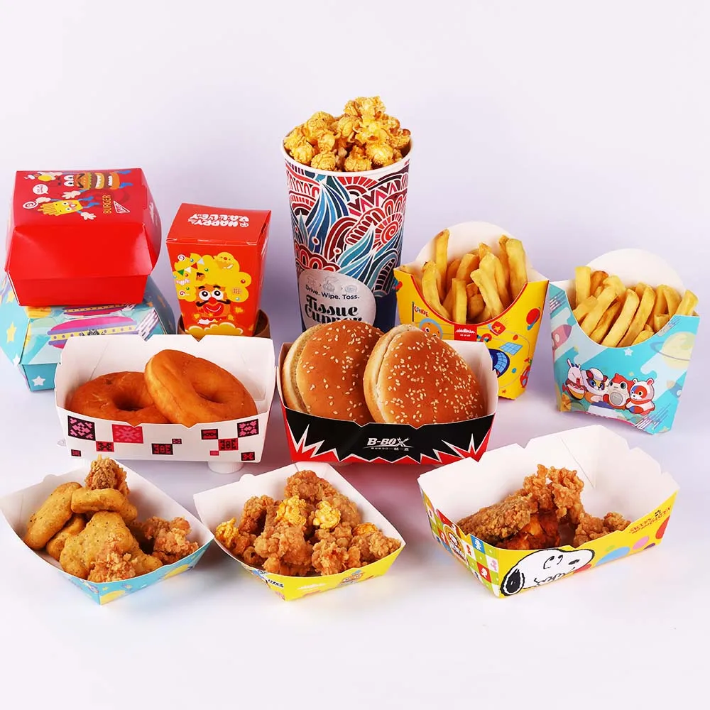 custom logo printed top quality paper food box for fried chicken