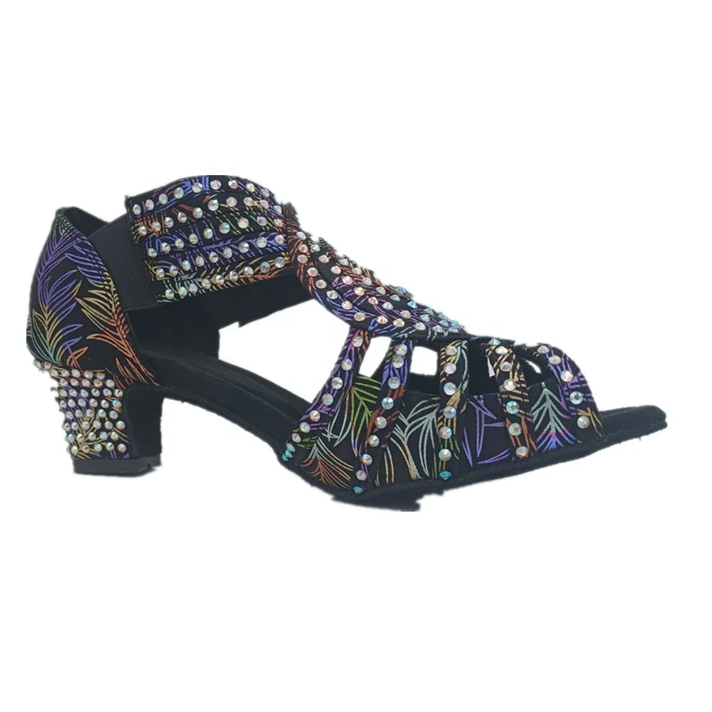 evk231129 New Arrival Brand Fashion Low heel Crystal Women Salsa Girls Professional Salsa Tango Latin Dance Shoes