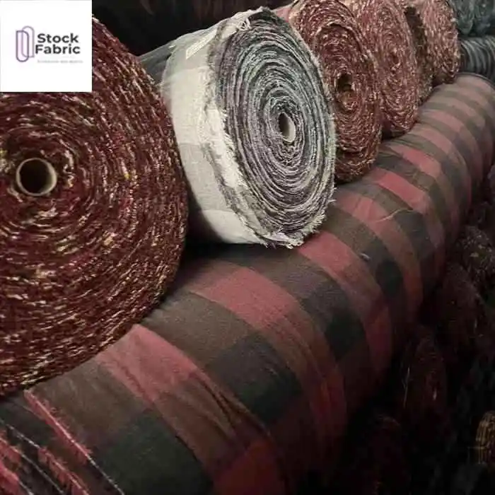 Hot selling ready goods  tc polyester and cotton yarn dyed flannel brush stock fabric lot for garment