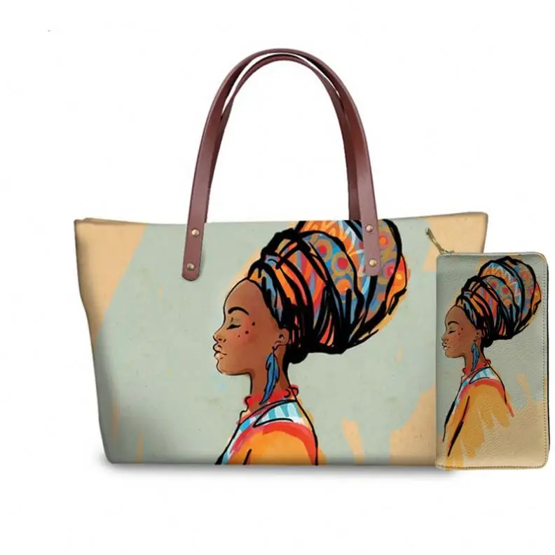 
new arrival trendy handbags for women and long wallets for ladies set dancing south africa women vintage print bags for female 