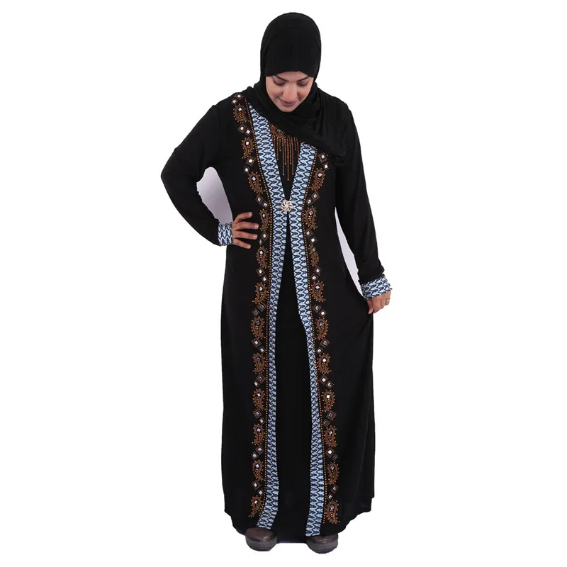 wholesale Crystal Beaded muslim long dress women Kaftan Dress dubai long sleeves abaya islamic Prayer Clothing YM001
