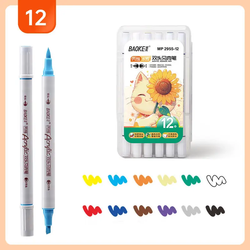 12 24 36 48 60 Colors Bright Highlighters Dual Tip Acrylic Paint Brush Pen Sets Marker Pen