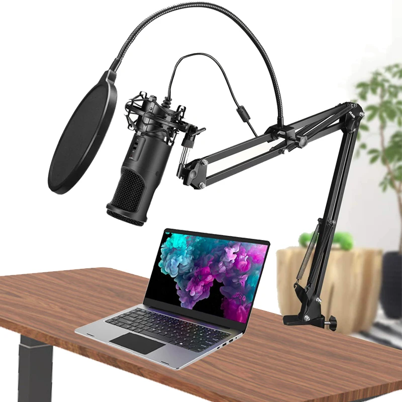 Конденсаторный ручной микрофон с набором для студийной записи подкастов проводной