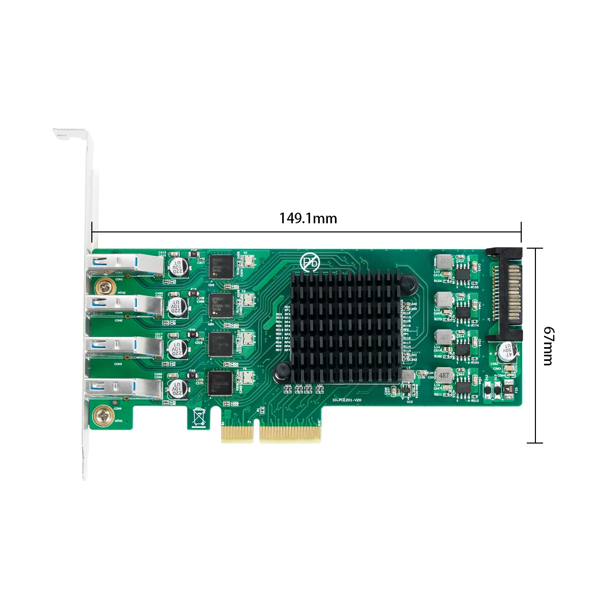 Expansion Card Computer Stock Each Port Arrive 5gbps Upd7202 Chip 20gbps Independent 4-channel USB3.0 Pcie3.0 PCBA Green IOCREST